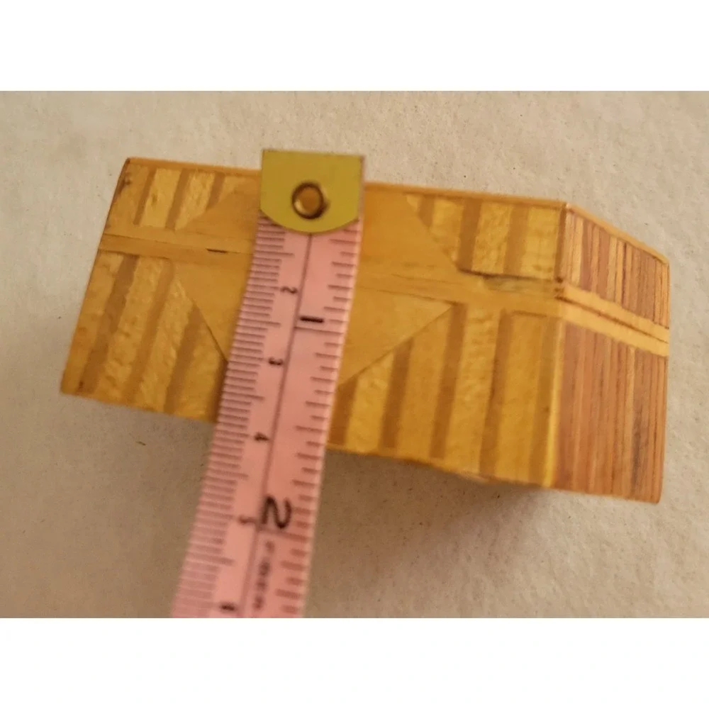 Vintage Octagon Wood Inlay Jewelry‎ Trinket Box Geometric Mosaic Pattern